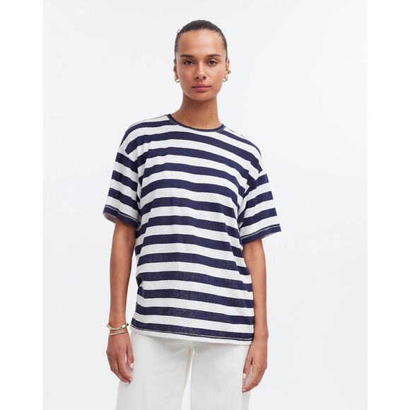 Madewell Linen-Blend Crewneck Oversized Tee - Picture 1 of 8